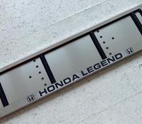 Номерная рамка Honda Legend  из нержавеющей стали с лазерной гравировкой надписи