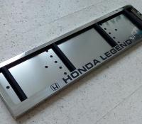 Номерная рамка из нержавеющей стали Honda Legend (Хонда Легенд) с лазерной гравировкой надписи