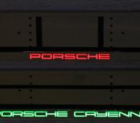LED светящаяся авторамка Porsche Cayenne из нержавеющей стали со светящейся надписью