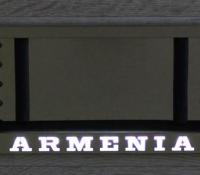 Номерная рамка со светящейся надписью Армения Armenia из нержавеющей стали