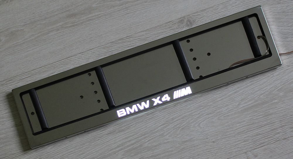 Авто LED рамка BMW X4 M из нержавеющей стали со светящейся надписью