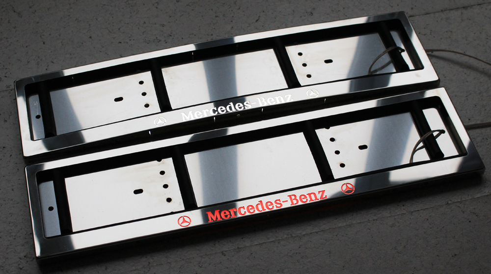 LED Номерная рамка MERCEDES-BENZ с подсветкой надписи из нержавейки