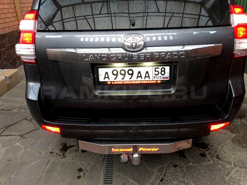 Черная рамка Land Cruiser PRADO Ленд Крузер Прадо со светящейся надписью