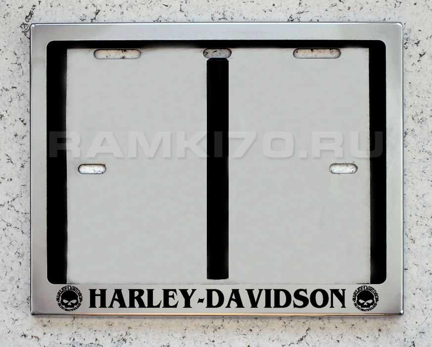 Номерная мото рамка Harley-Davidson Черепа для номера с надписью из нержавеющей стали