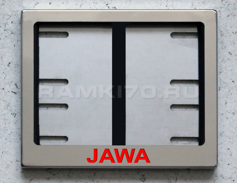 Новый ГОСТ. Светящаяся рамка JAWA для мото номера из нержавеющей стали со светящейся надписью