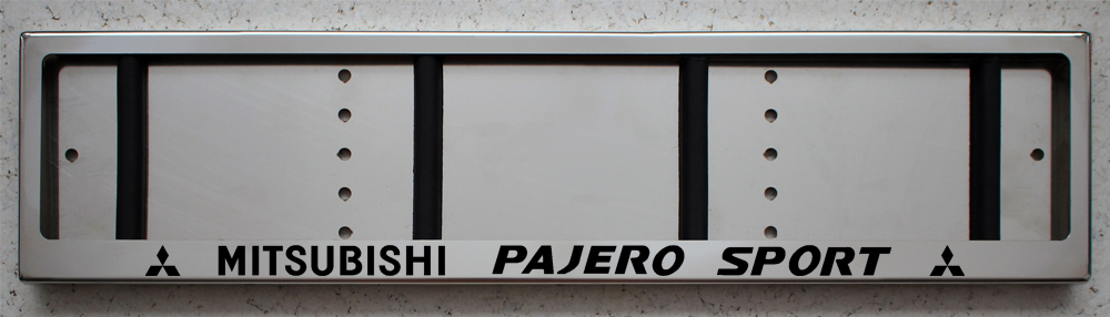 Номерная рамка Mitsubishi Padjero Sport из нержавеющей стали
