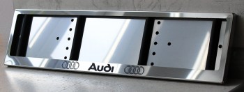 Антивандальная авторамка для номера с гравировкой Audi Ауди из нержавеющей стали