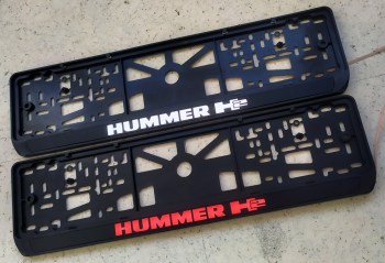 LED номерная рамка Hummer H2 со светящейся надписью черная