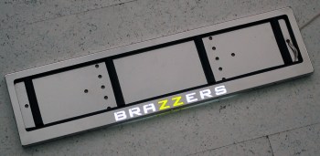 Номерная LED рамка BRAZZERS (Браззерс ) из нержавеющей стали со светящейся надписью