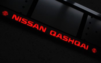 Номерная LED рамка  Nissan Qashqai (Ниссан Кашкай) из нержавеющей стали со светящейся надписью