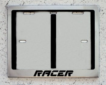 Номерная мото рамка для номера с надписью Racer Рейсер из нержавеющей стали