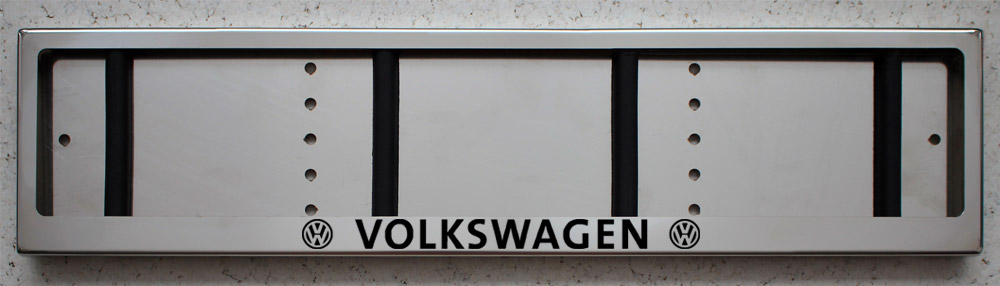 Номерная авто рамка для номера Volkswagen Фольксваген из нержавеющей стали (нержавейки)