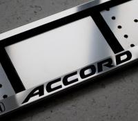 Номерная рамка Honda Accord из нержавеющей стали с гравировкой логотипа и надписи
