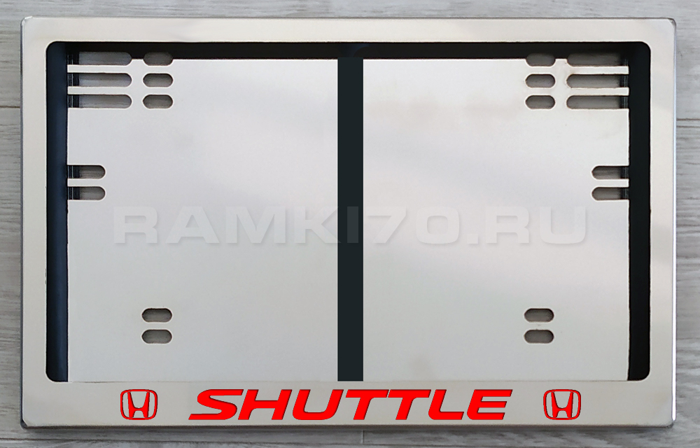 Задняя номерная рамка SHUTTLE из нержавеющей стали с подсветкой надписи