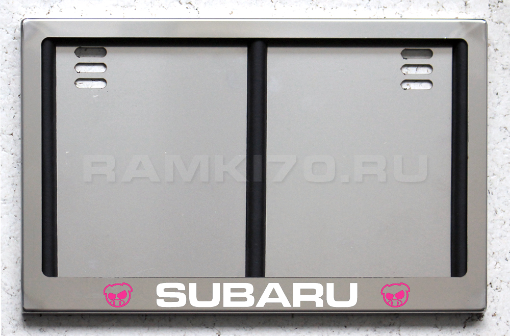 Задняя светящаяся номерная рамка SUBARU PIGS из нержавеющей стали с подсветкой надписи