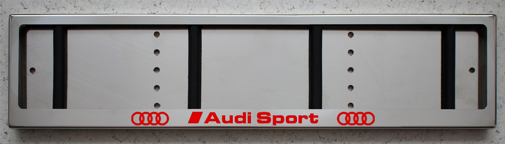 Светящаяся рамка номера AUDI Sport из нержавеющей стали со светящейся надписью