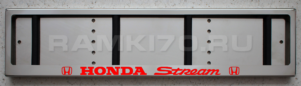 Светящаяся рамка номера Honda Stream  из нержавеющей стали со светящейся надписью
