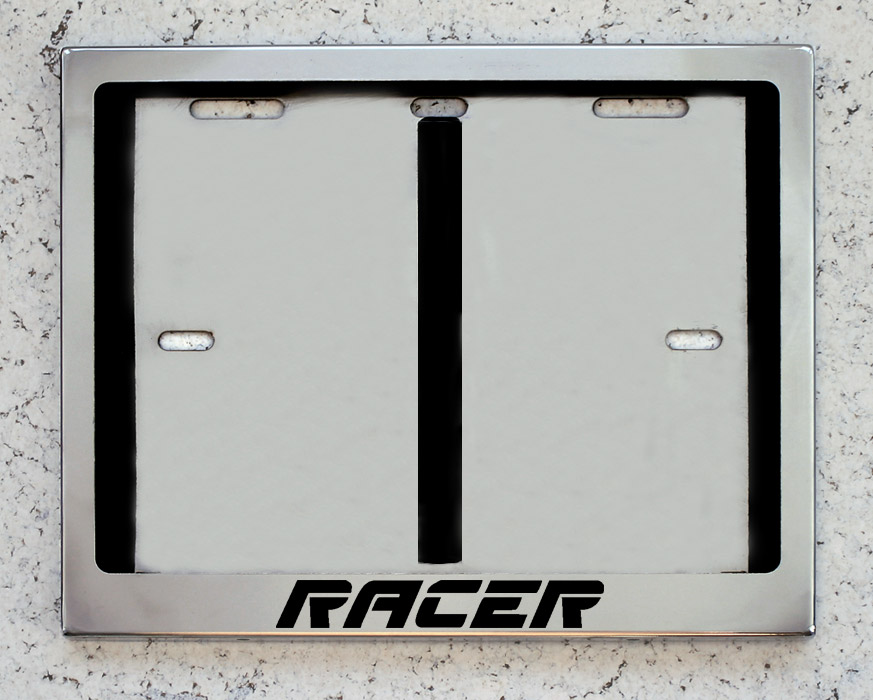 Номерная мото рамка для номера с надписью Racer Рейсер из нержавеющей стали