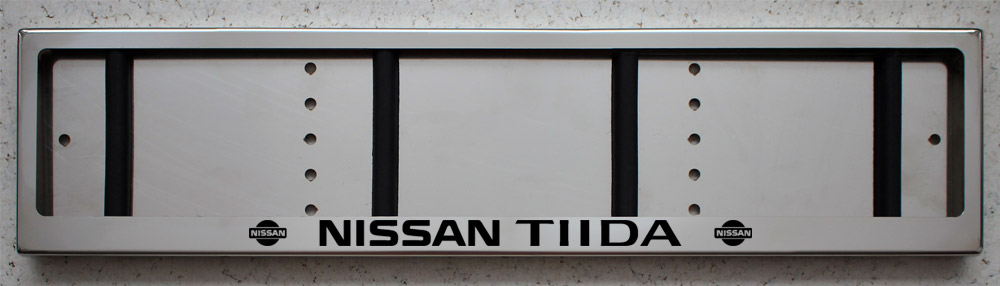 Номерная рамка NISSAN TIIDA с надписью  из нержавеющей стали