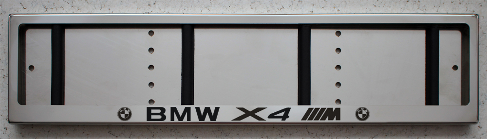 Номерная авто рамка для номера BMW X4 M БМВ из нержавеющей стали
