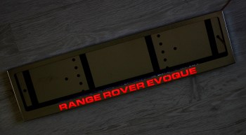 LED авторамка Range Rover Evoque (Рэндж Ровер Эвок) из нержавеющей стали со светящейся надписью