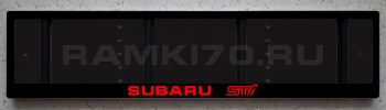 Черная рамка Субару STI со светящейся надписью
