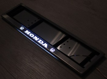 Номерная LED рамка Honda (Хонда) из нержавеющей стали со светящейся надписью