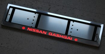 Номерная LED рамка  Nissan Qashqai (Ниссан Кашкай) из нержавеющей стали со светящейся надписью