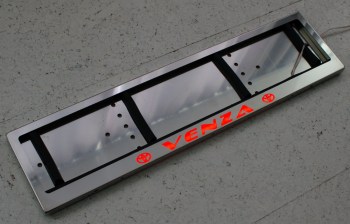 LED Номерная рамка Toyota VENZA из нержавеющей стали со светящейся надписью