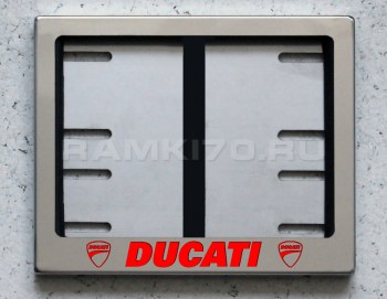 Новый ГОСТ. Светящаяся рамка DUCATI для мото номера из нержавеющей стали со светящейся надписью