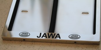 Мото рамка для номера с надписью JAWA Ява из нержавеющей стали