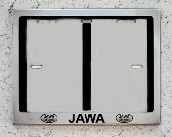Номерная мото рамка для номера с надписью JAWA Ява из нержавеющей стали