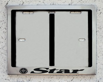 Номерная мото рамка STAR для номера с надписью из нержавеющей стали