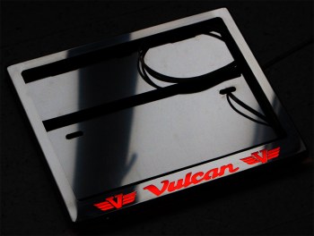 Мото рамка номера Kawasaki VULCAN со светящейся надписью из нержавейки