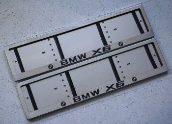 Рамка номера BMW X6 для номера БМВ из нержавейки