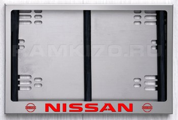 Квадратная LED рамка NISSAN из нержавеющей стали с подсветкой надписи