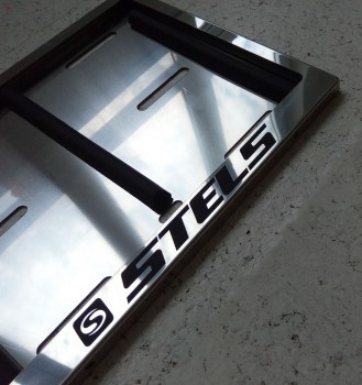 Номерная рамка квадроцикла снегохода для номера с надписью Stels Стелс из нержавеющей стали