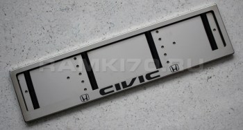 Номерная рамка Honda Civic Цивик из нержавеющей стали с логотипом