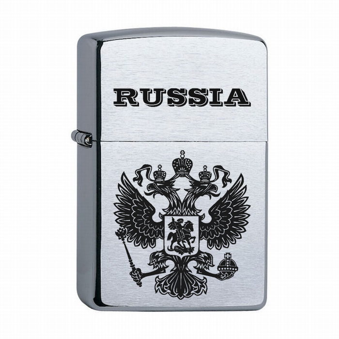 Зажигалка Zippo Зиппо с гравировкой - герб RUSSIA Россия