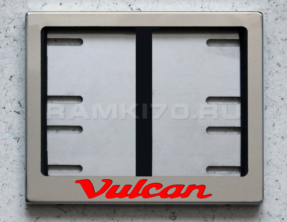 Новый ГОСТ. Светящаяся рамка Vulcan для мото номера из нержавеющей стали со светящейся надписью