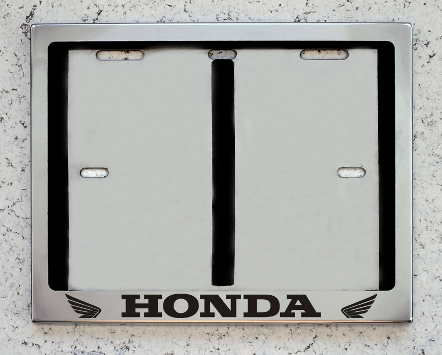 Номерная мото рамка для номера с надписью HONDA ХОНДА из нержавеющей стали