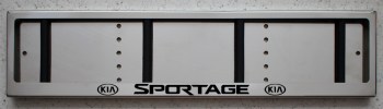 Антивандальная номерная рамка с надписью KIA SPORTAGE из нержавеющей стали