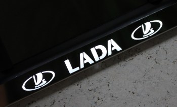 Номерная LED рамка LADA (Лада) из нержавеющей стали со светящейся надписью