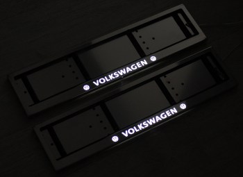 Номерная LED рамка Volkswagen (Фольцваген) из нержавеющей стали со светящейся надписью